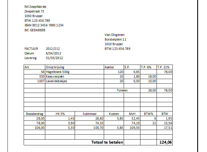 Factuur Voorbeeld Fctr Be Eenvoudige Vereenvoudigde Boekhouding