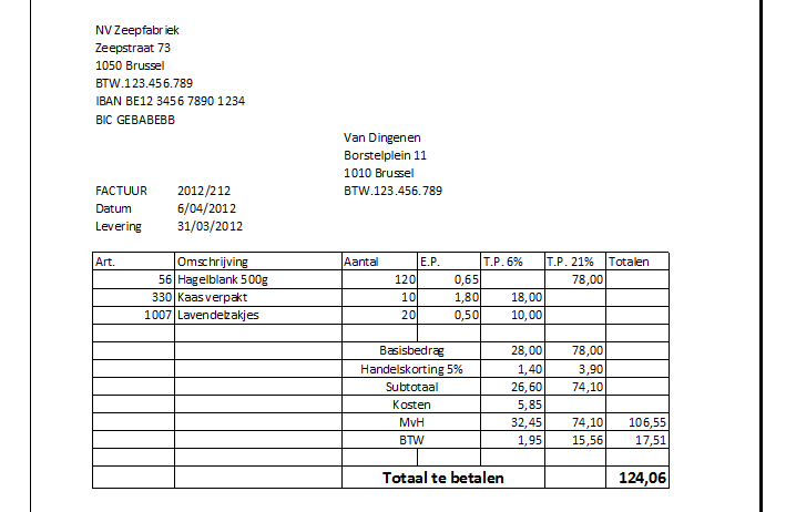 Voorbeeld factuur eenmanszaak